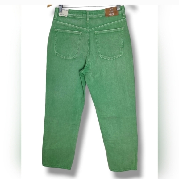NWT Free People Green Pacifica High Rise Slim Straight-Leg Denim $78 - Picture 3 of 8